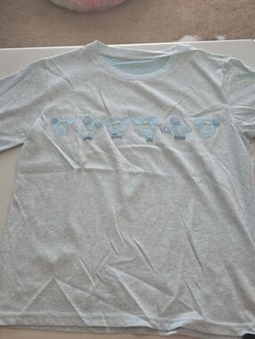 Womens Short-Sleeve Tee with Light Blue Embroidery Mickey Mouse